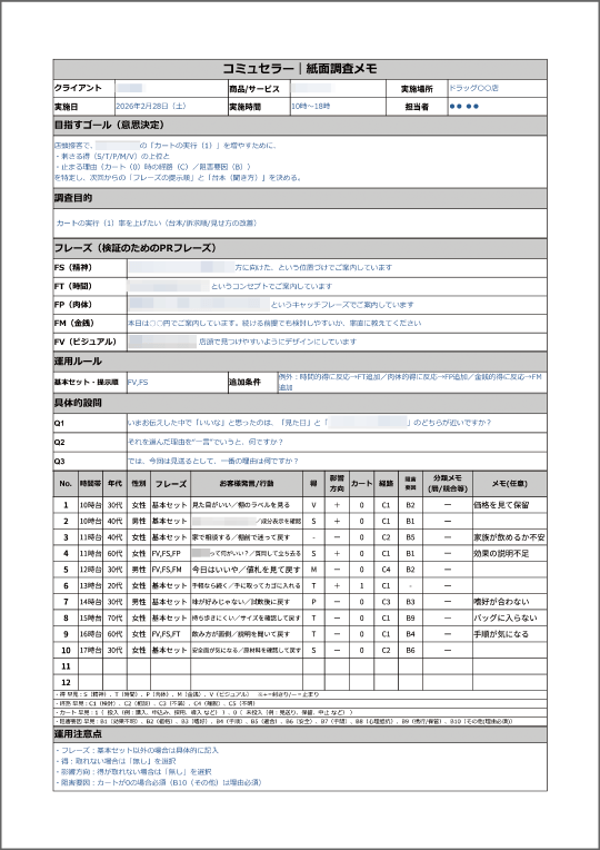 紙面調査メモ イメージ